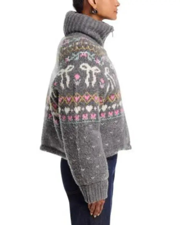 Grey Dream Chaser Fair Isle Puffer Jacket WorthVee