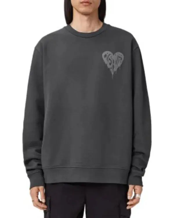 Grey Dripped Heart Crewneck Sweatshirt WorthVee