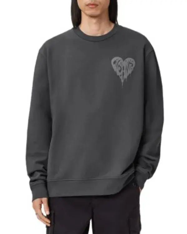 Grey Dripped Heart Crewneck Sweatshirt WorthVee