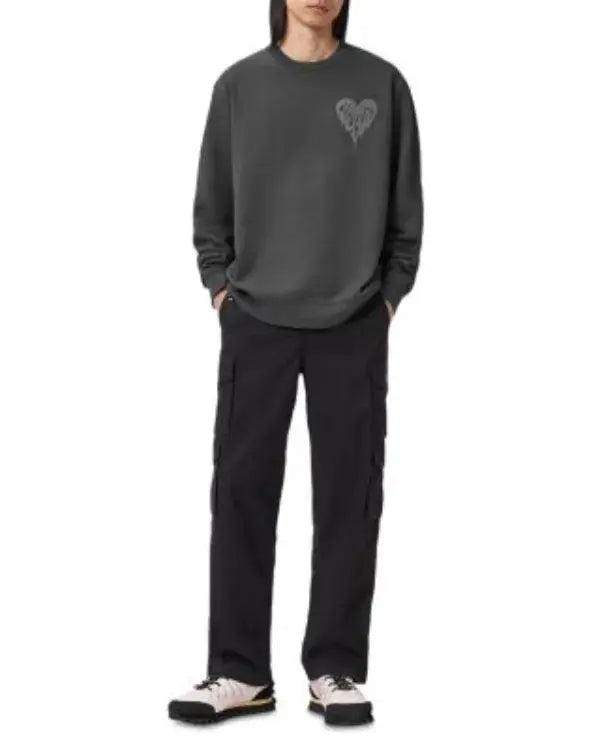 Grey Dripped Heart Crewneck Sweatshirt WorthVee