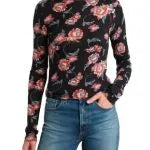 Grosse Pointe Garden Society AnnaSophia Robb Black Floral Top