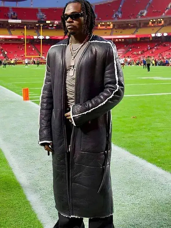 Gunna X Monday Night Football Shearling Leather Coat WorthVee