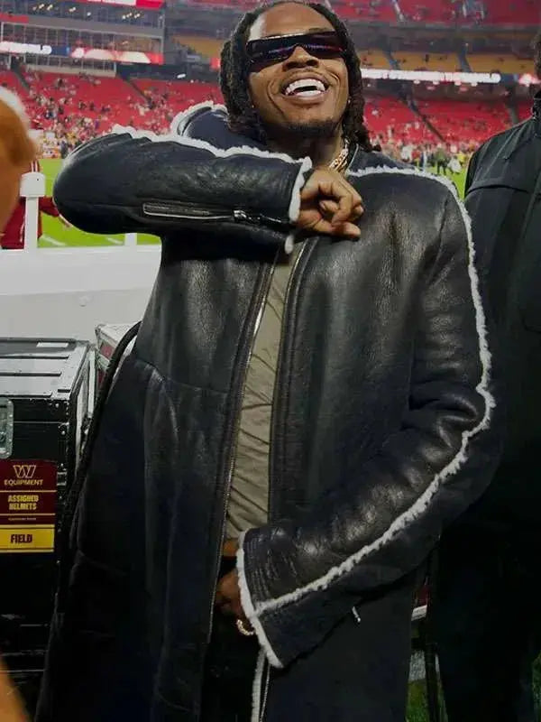 Gunna X Monday Night Football Shearling Leather Coat WorthVee