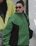 Hailey Bieber Green Half-Zip Anorak Jacket WorthVee