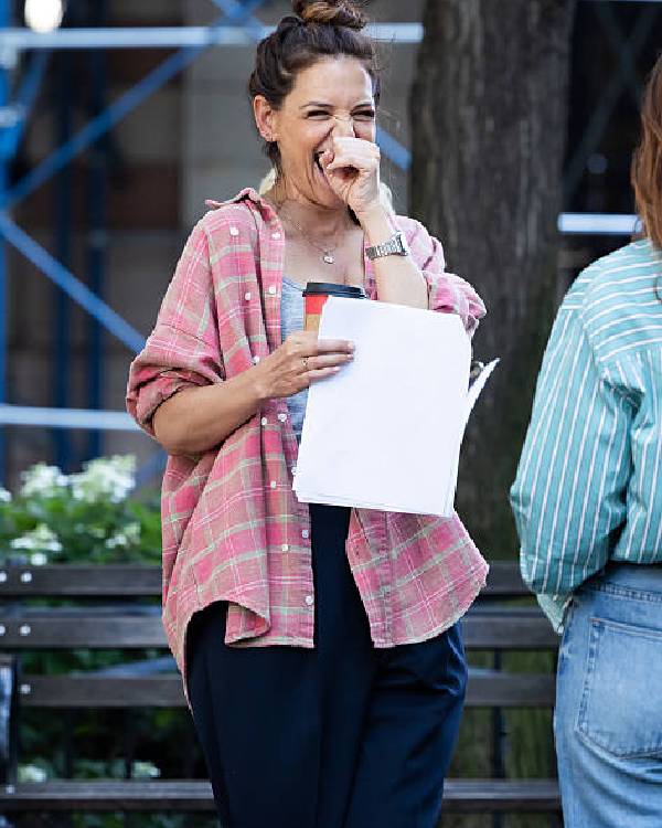 Happy Hour 2025 Katie Holmes Plaid Shirt Clanton Jacket