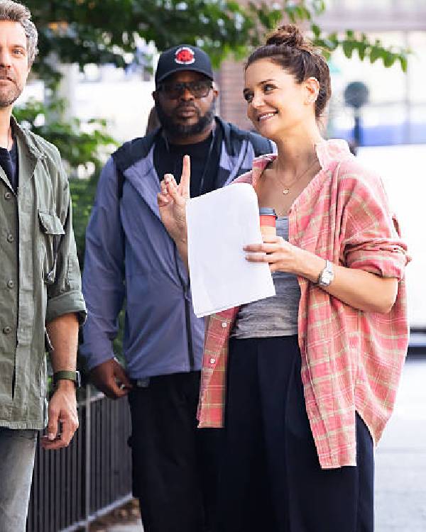Happy Hour 2025 Katie Holmes Plaid Shirt Clanton Jacket