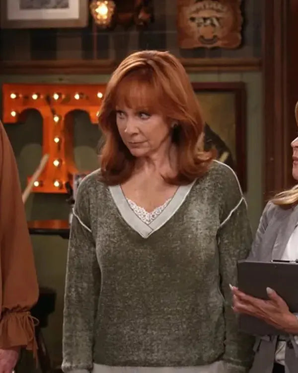 Happys Place S02 Reba McEntire Grey V-Neck Sweatshirt WorthVee