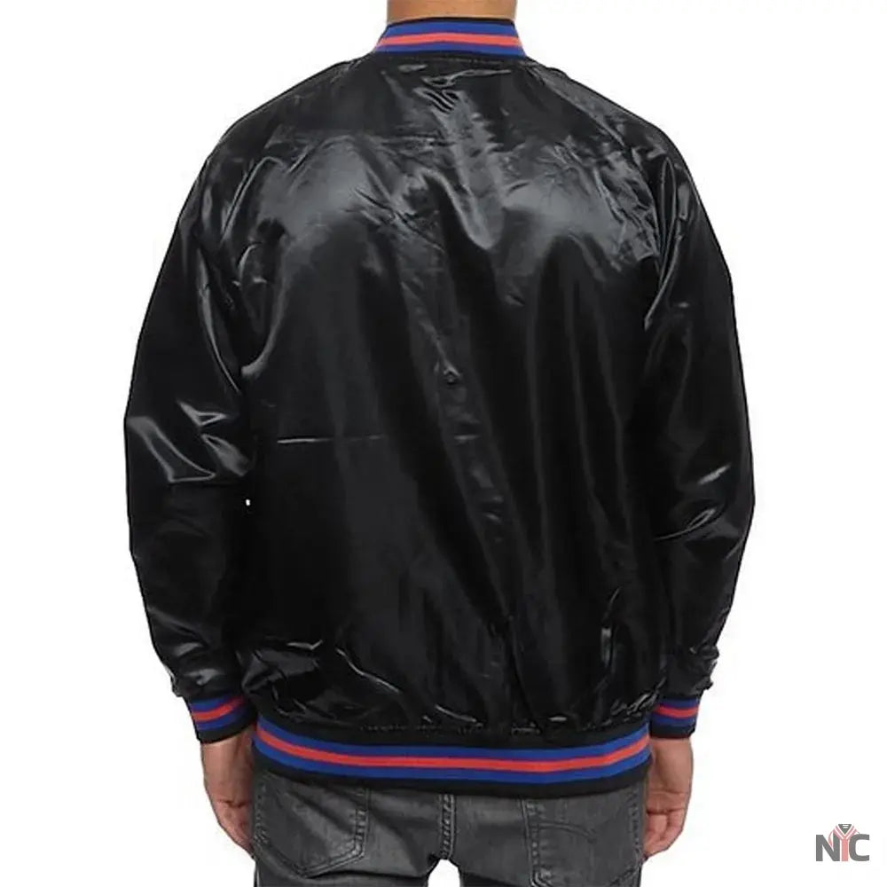 Hardwood Classics NY Knicks Satin Black Jacket Clanton Jacket