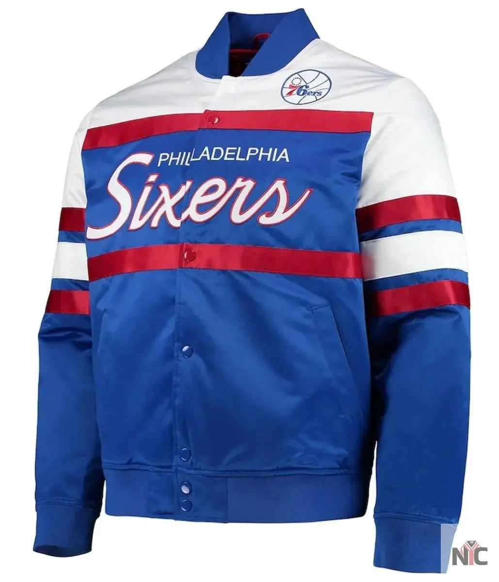Hardwood Classics Script Philadelphia Satin Full-Snap Jacket Clanton Jacket