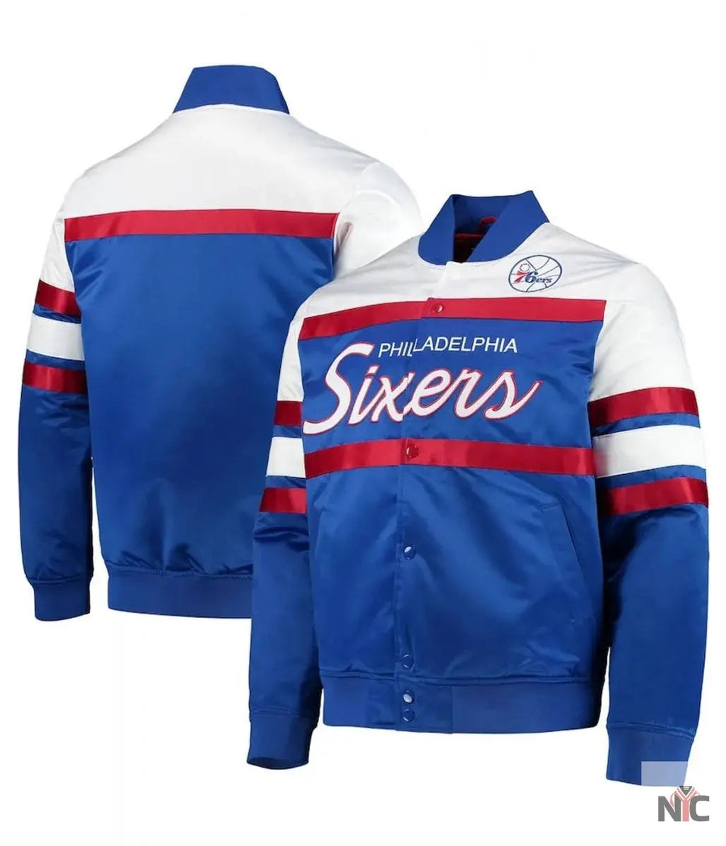 Hardwood Classics Script Philadelphia Satin Full-Snap Jacket Clanton Jacket