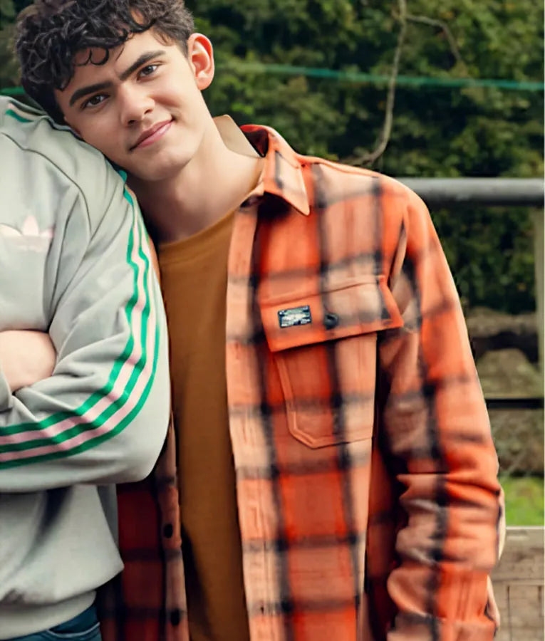 Heartstopper S03 Charlie Orange Plaid Shirt