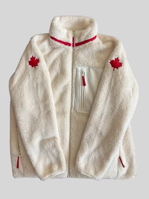 Heated Rivalry Hudson Williams Canada White Fleece Jacket WorthVee
