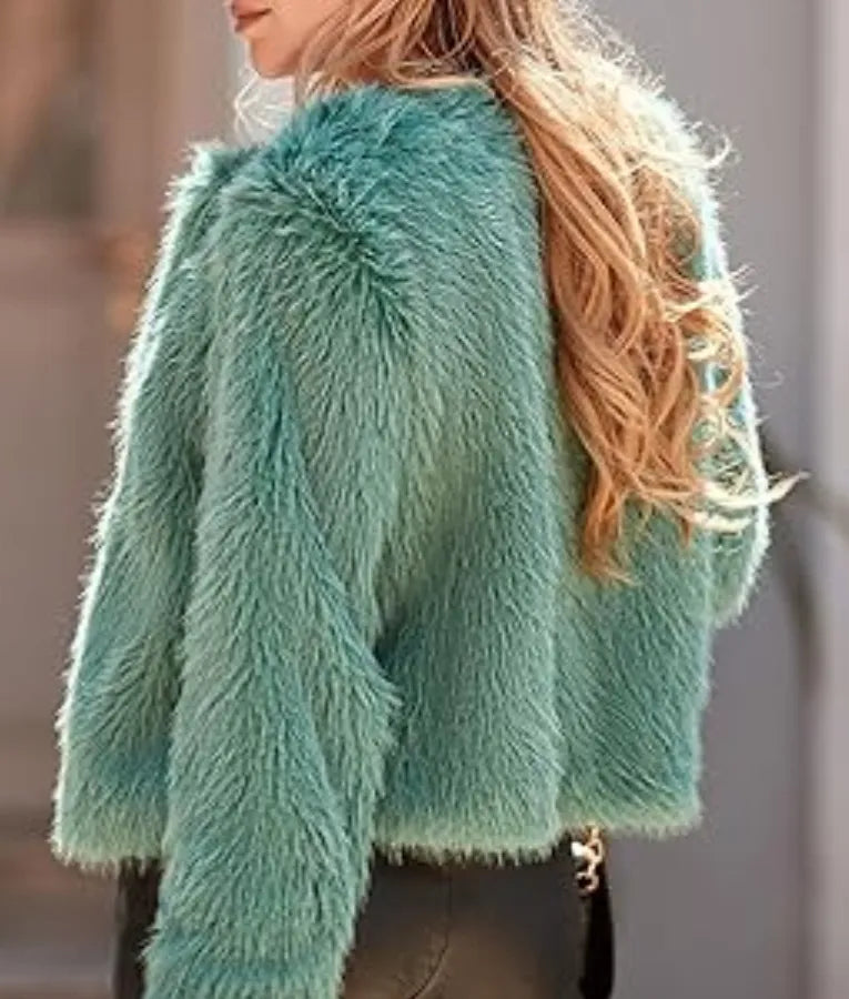 High Potential S01 Morgan Teal Fur Jacket