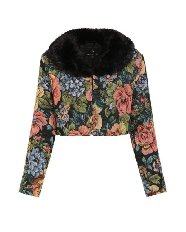 High Potential S02 Kaitlin Olson Floral Print Cropped Jacket