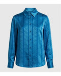 His and Hers S01 Tessa Thompson Blue Silk Blouse
