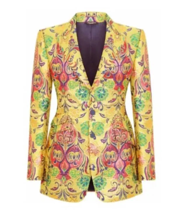 Hollywood Squares S02 Rupaul Charles Yellow Print Blazer