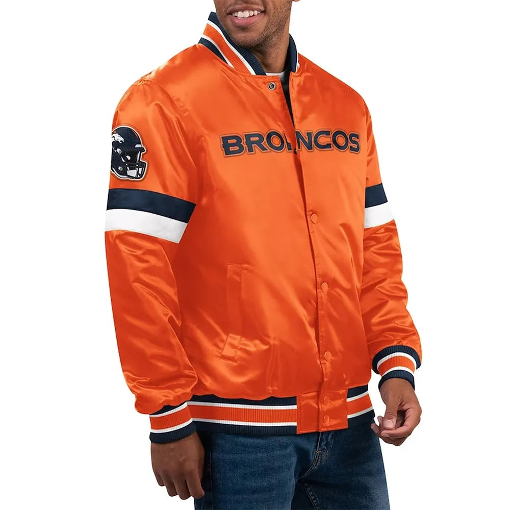 Home Game Denver Broncos Orange Satin Jacket WorthVee