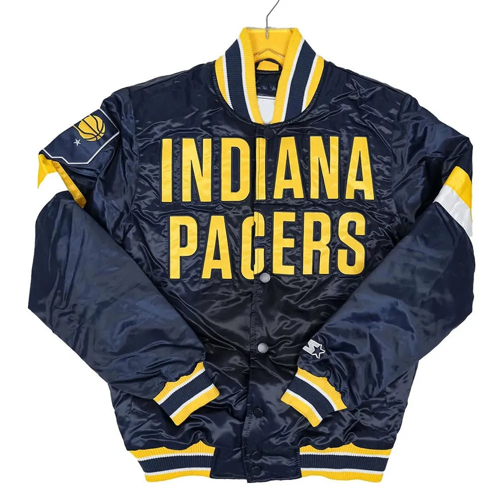 Home Game Indiana Pacers Navy Satin Jacket WorthVee