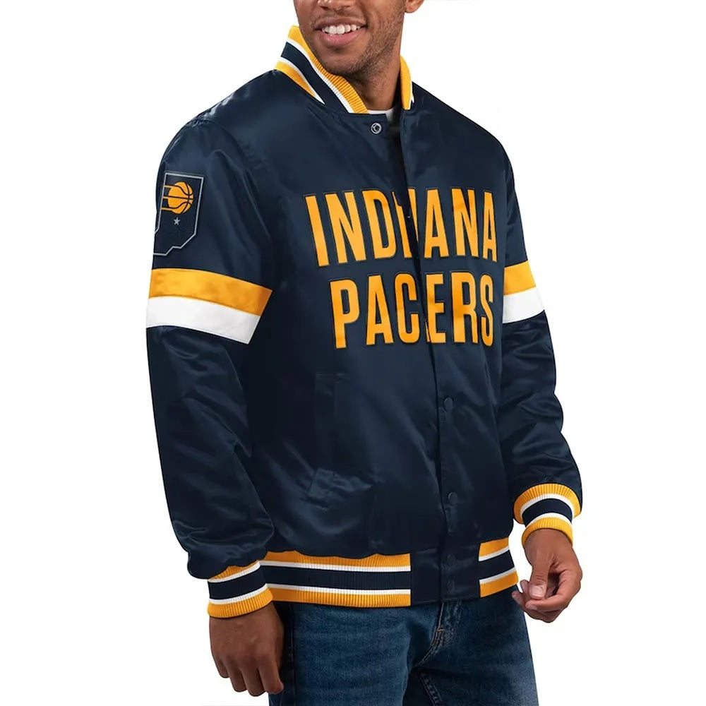 Home Game Indiana Pacers Navy Satin Jacket WorthVee