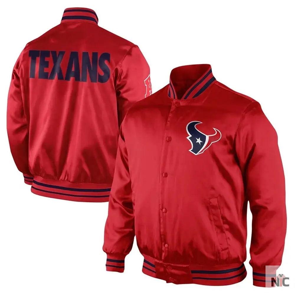 Houston Texans Start Again Red Satin Jacket Clanton Jacket