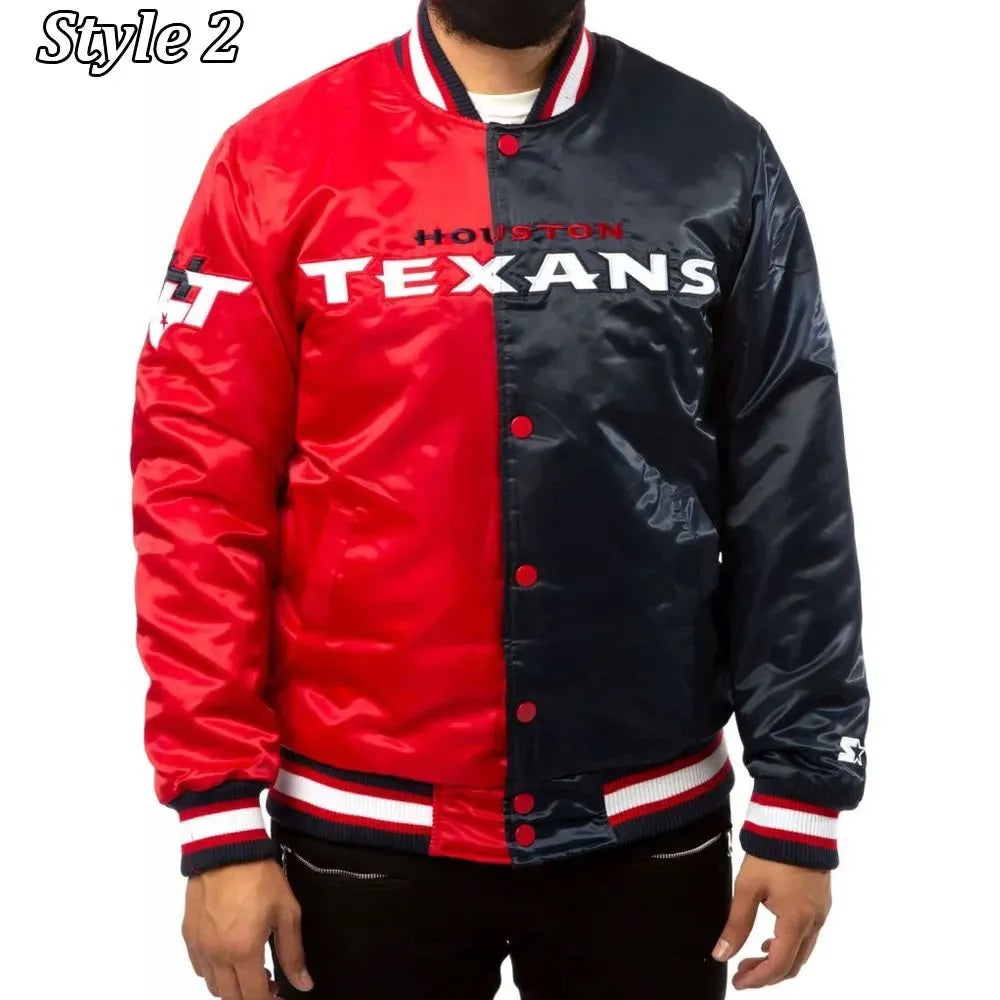 Houston Texans Enforcer Navy and Red Satin Jacket WorthVee