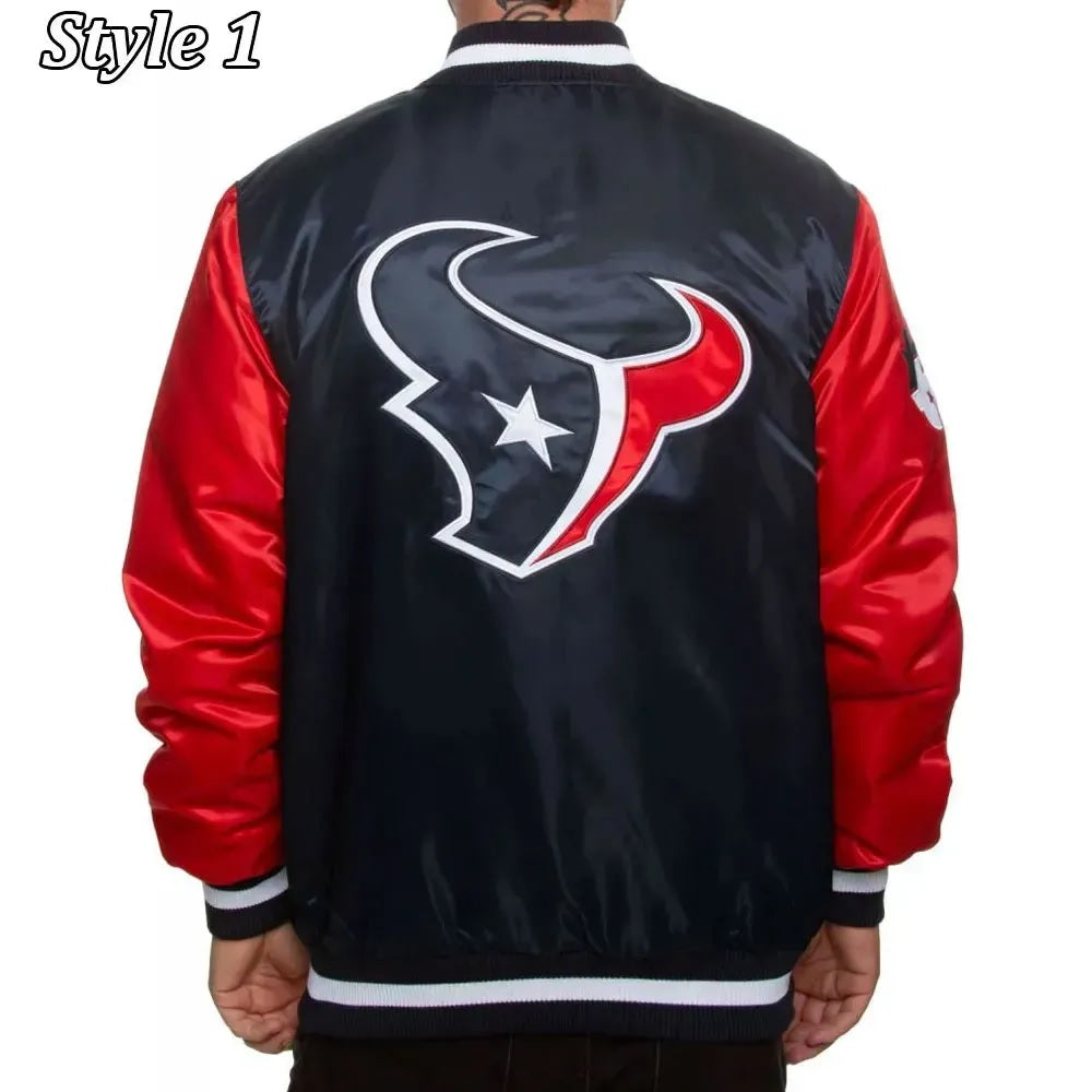 Houston Texans Enforcer Navy and Red Satin Jacket WorthVee