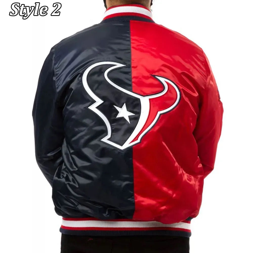 Houston Texans Enforcer Navy and Red Satin Jacket WorthVee