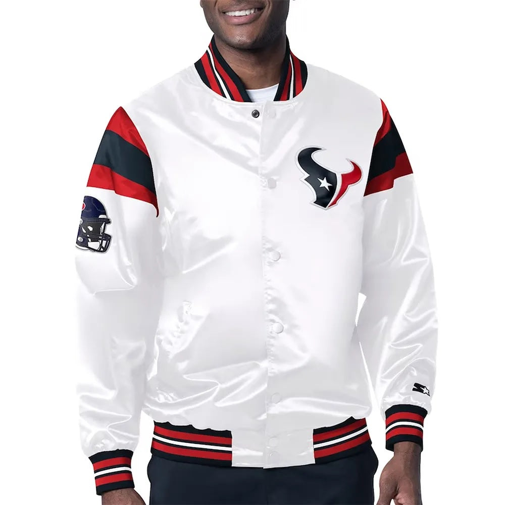 Houston Texans Midweight White Satin Jacket WorthVee