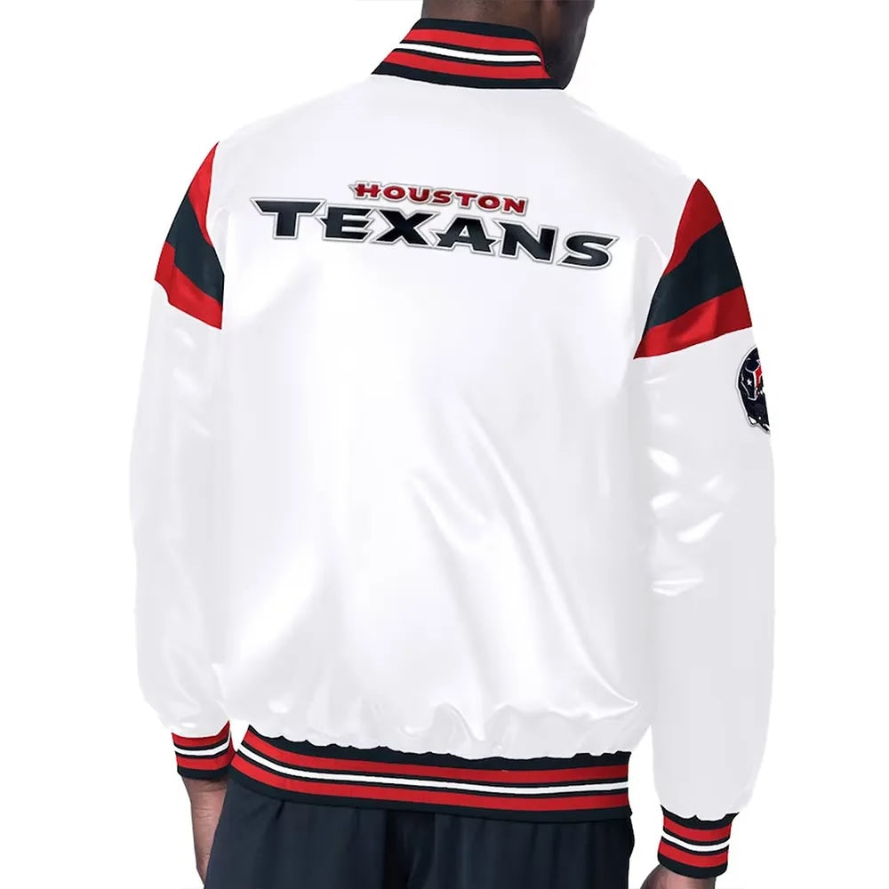 Houston Texans Midweight White Satin Jacket WorthVee