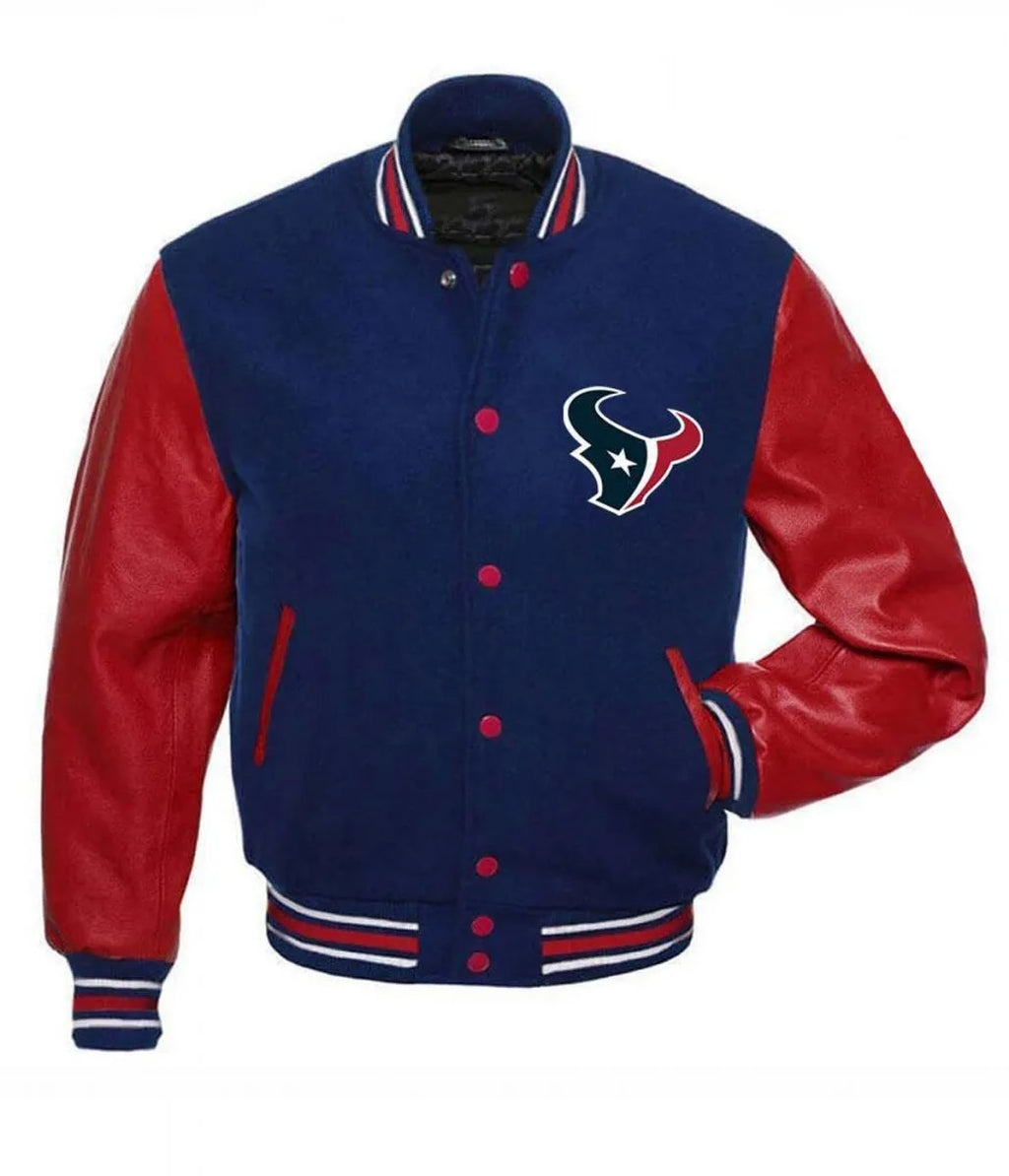 Houston Texans NFL Letterman Red and Blue Jacket WorthVee