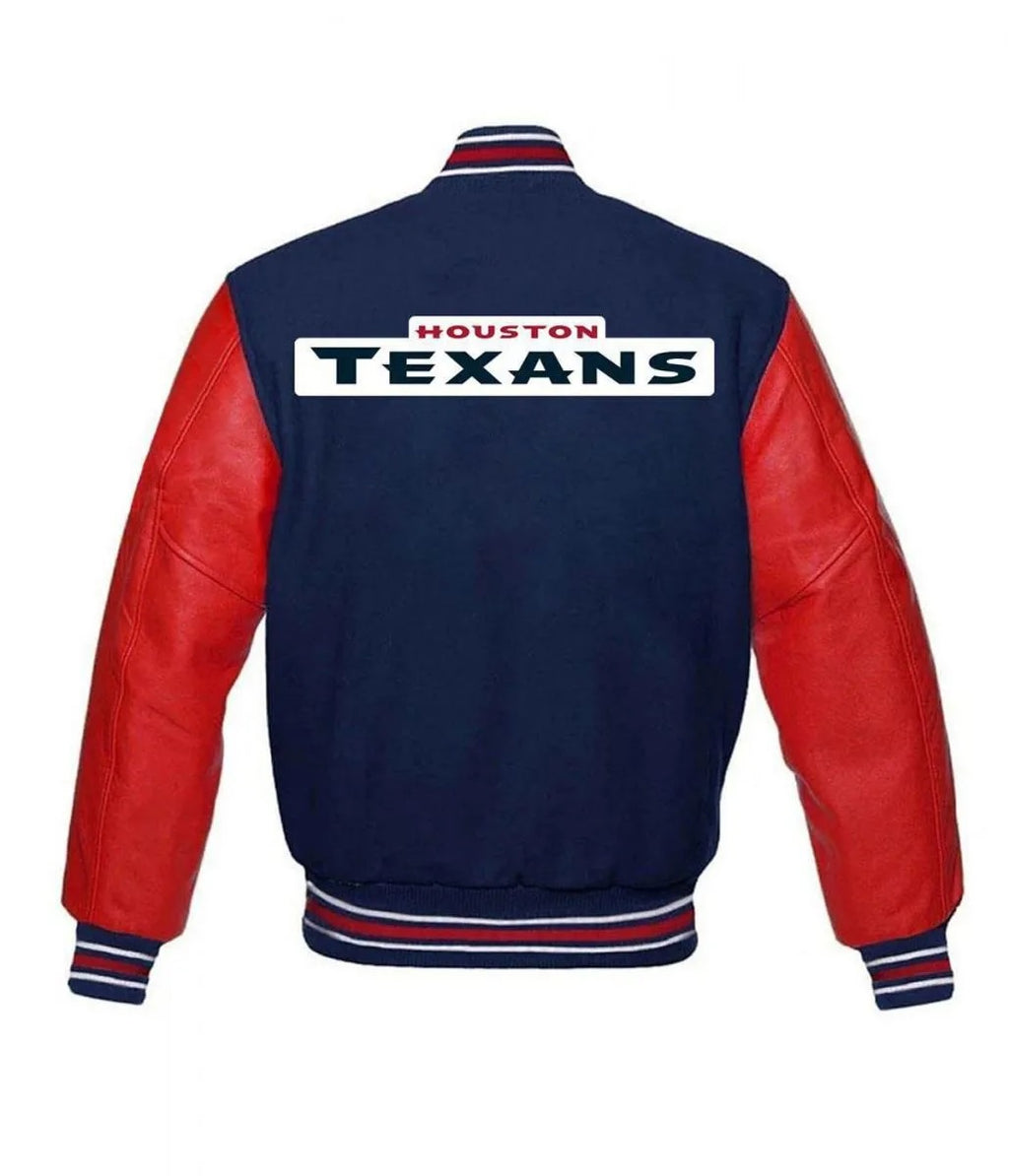 Houston Texans NFL Letterman Red and Blue Jacket WorthVee