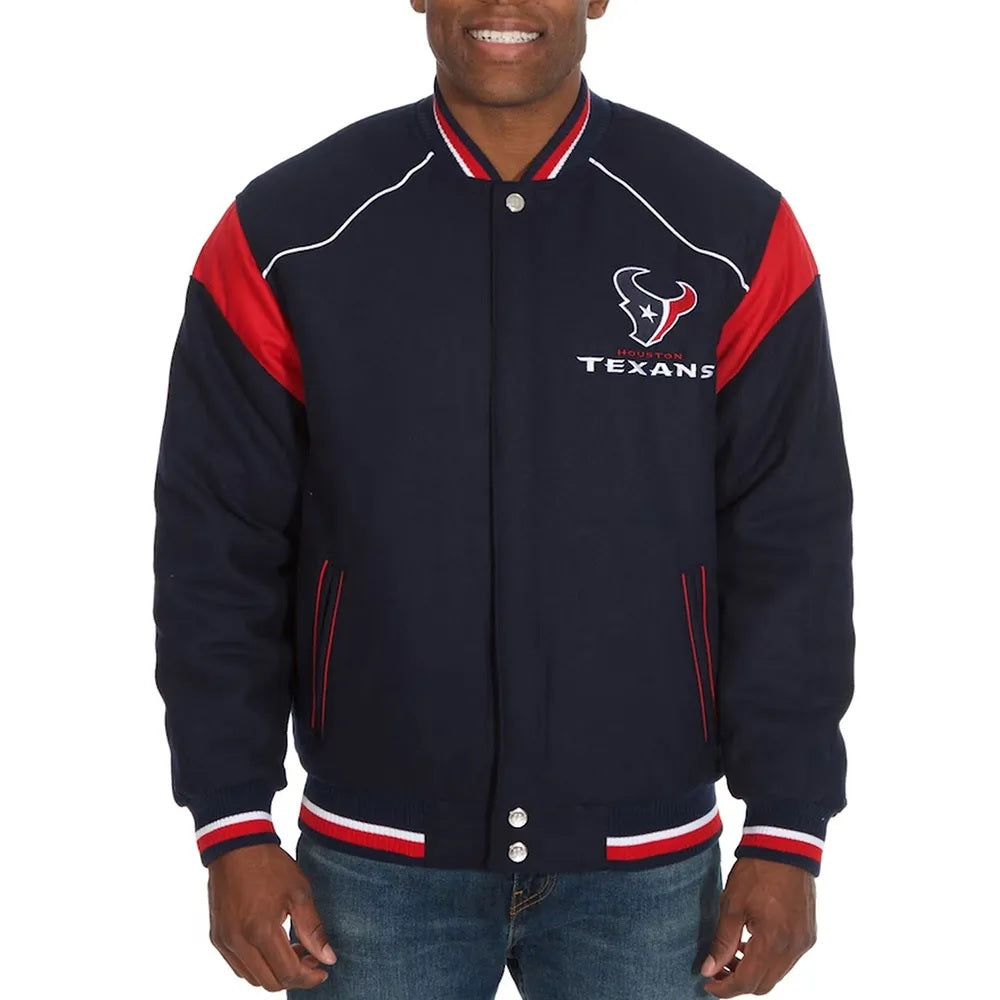 Houston Texans Teddy Embroidered Varsity Wool Jacket WorthVee
