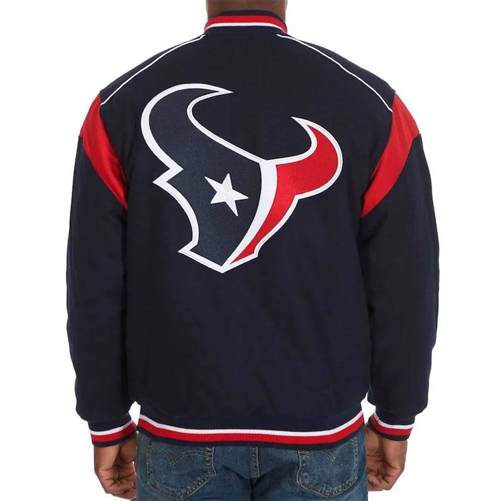 Houston Texans Teddy Embroidered Varsity Wool Jacket WorthVee