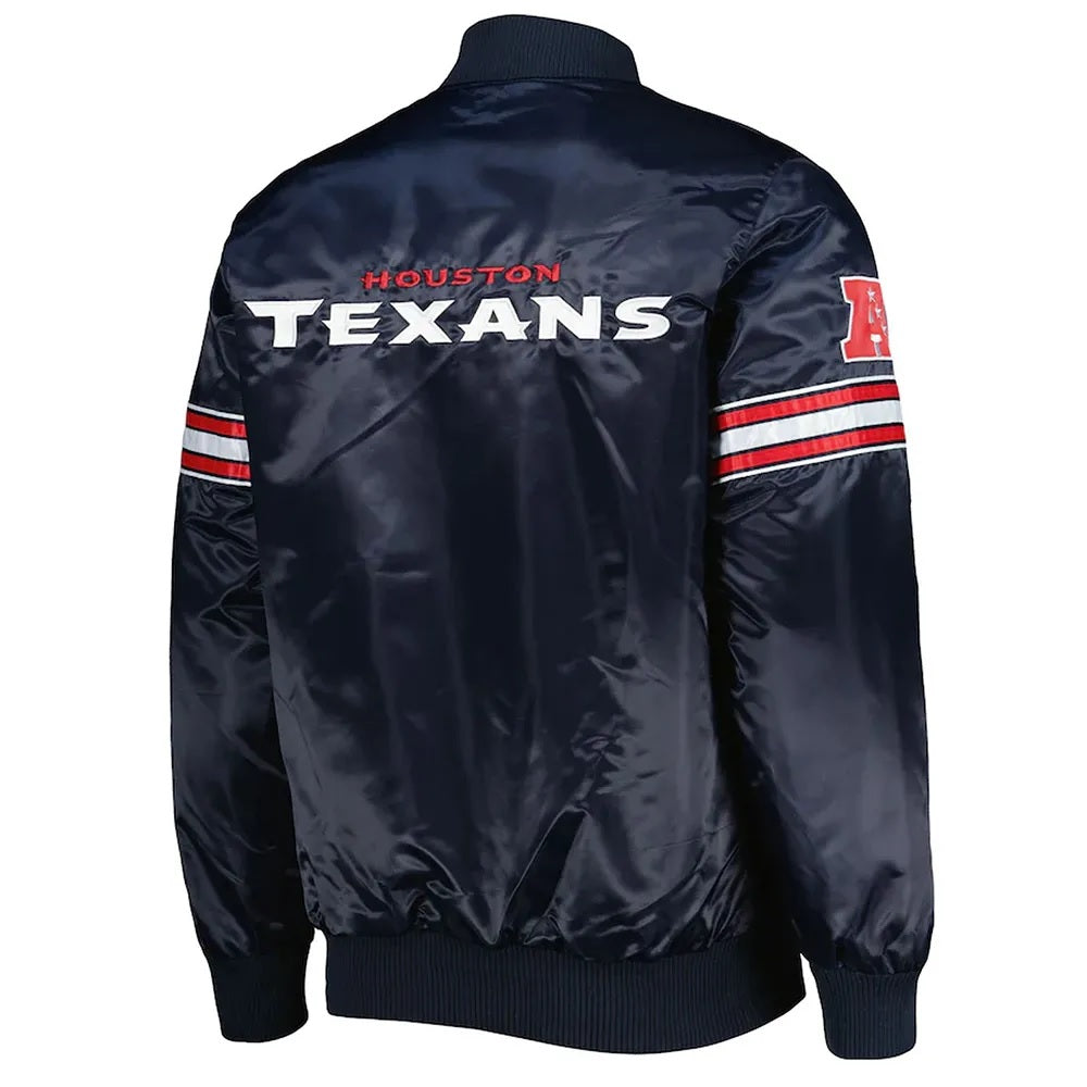 Houston Texans The Pick and Roll Navy Blue Satin Jacket WorthVee