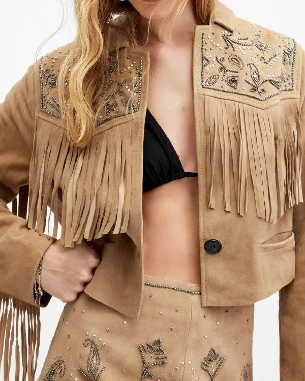 How to Get to Heaven From Belfast Bronagh Gallagher Suede Fringe Jacket
