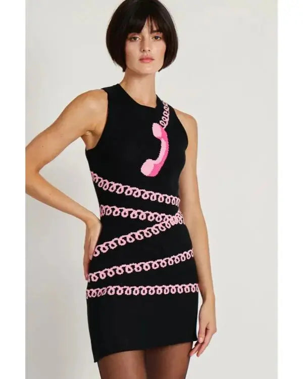 I Love LA S01 Lauren Holt Telephone Print Dress WorthVee