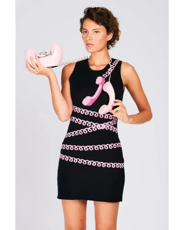 I Love LA S01 Lauren Holt Telephone Print Dress WorthVee