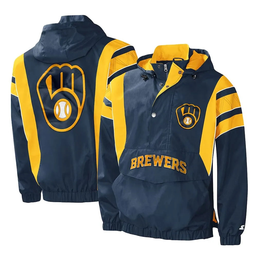 Impact Milwaukee Brewers Half-Zip Hoodie Jacket WorthVee
