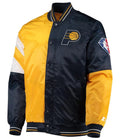 Indiana Pacers Leader Color Block Satin Varsity Jacket WorthVee