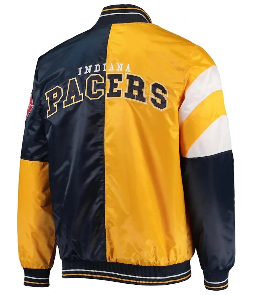 Indiana Pacers Leader Color Block Satin Varsity Jacket WorthVee