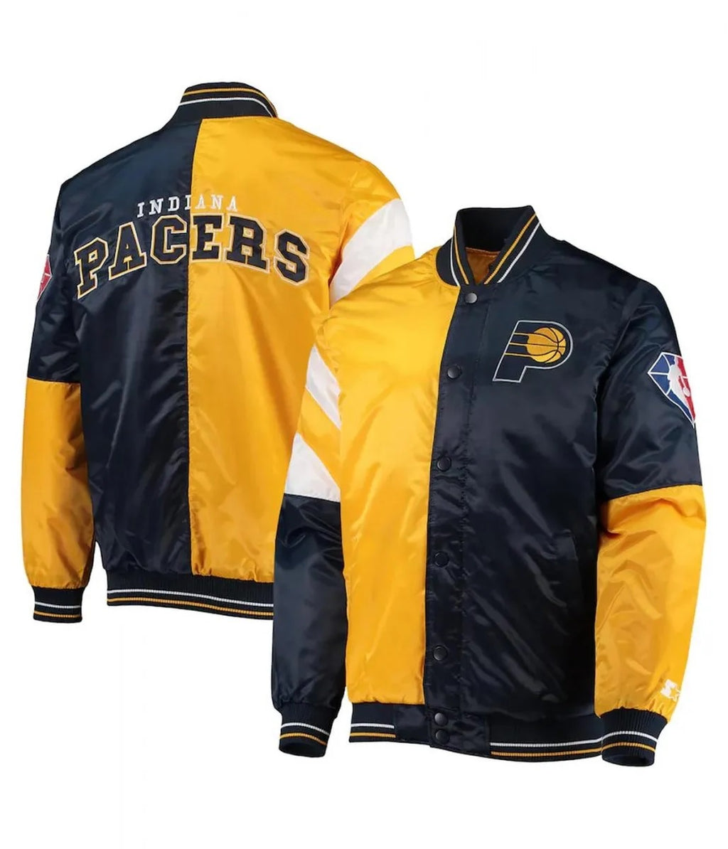 Indiana Pacers Leader Color Block Satin Varsity Jacket WorthVee