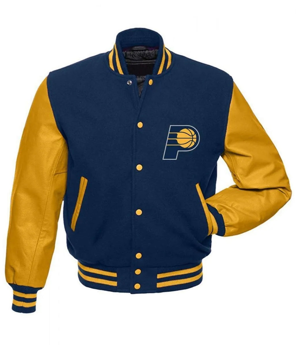 Indiana Pacers Letterman Blue and Yellow Jacket WorthVee