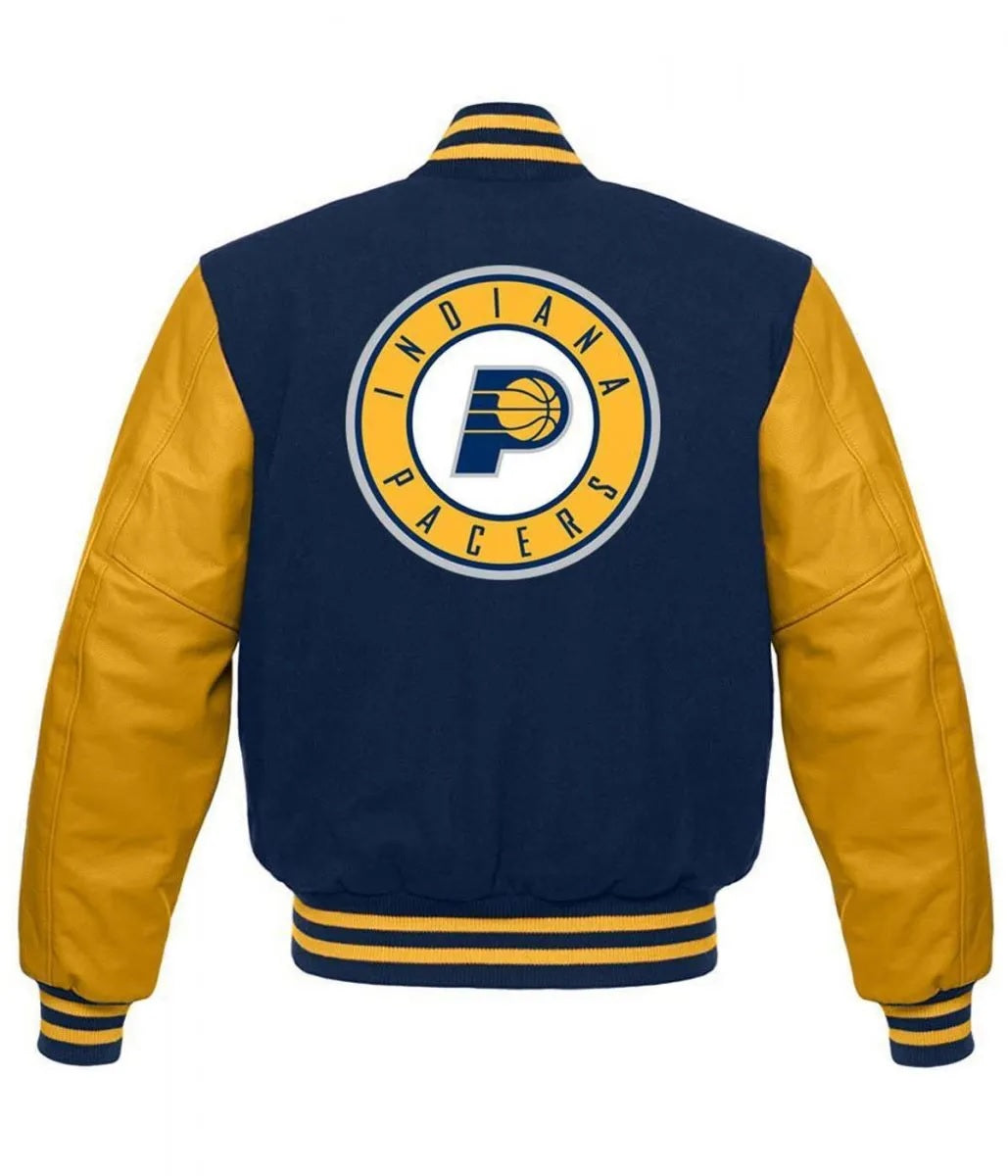Indiana Pacers Letterman Blue and Yellow Jacket WorthVee