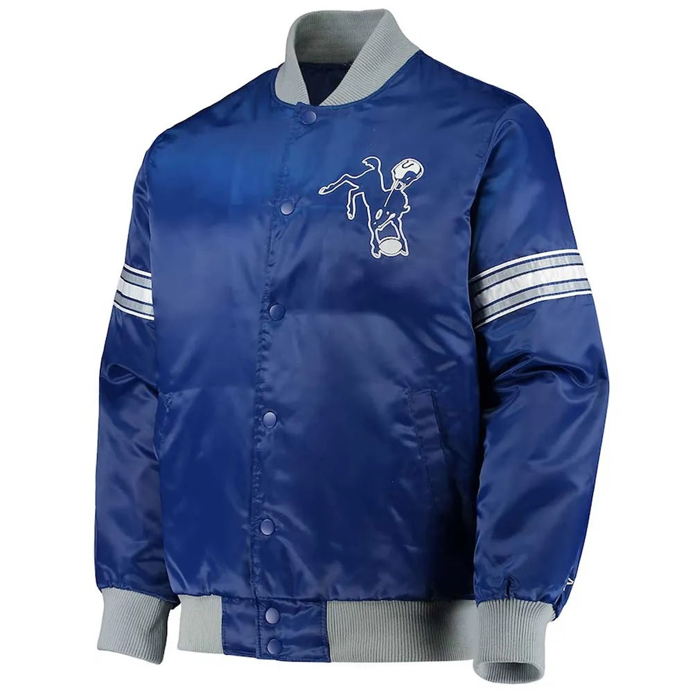 Indianapolis Colts Historic Logo Royal Satin Jacket WorthVee