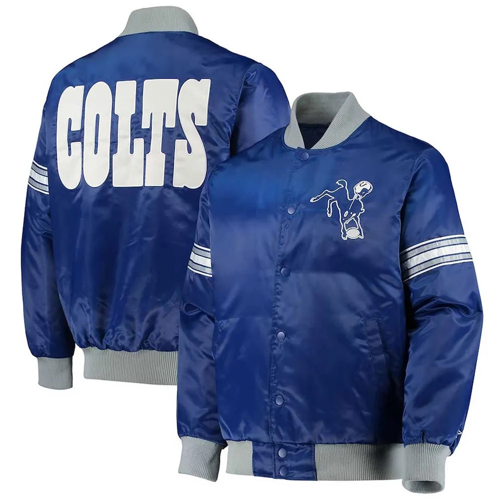 Indianapolis Colts Historic Logo Royal Satin Jacket WorthVee