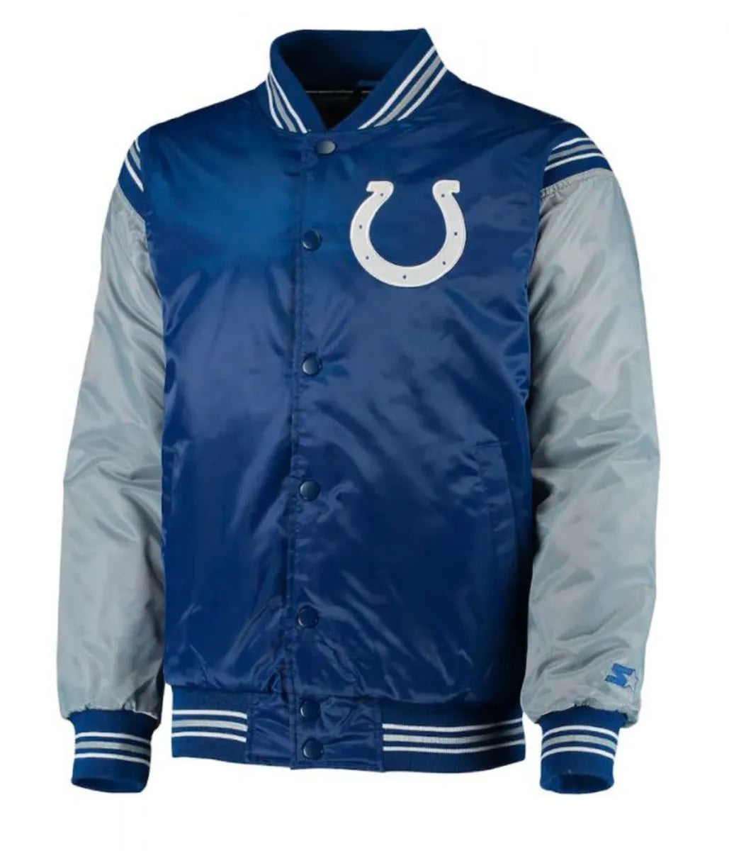 Indianapolis Colts Starter Satin Grey and Blue Jacket WorthVee