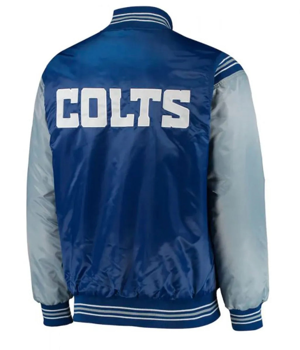Indianapolis Colts Starter Satin Grey and Blue Jacket WorthVee