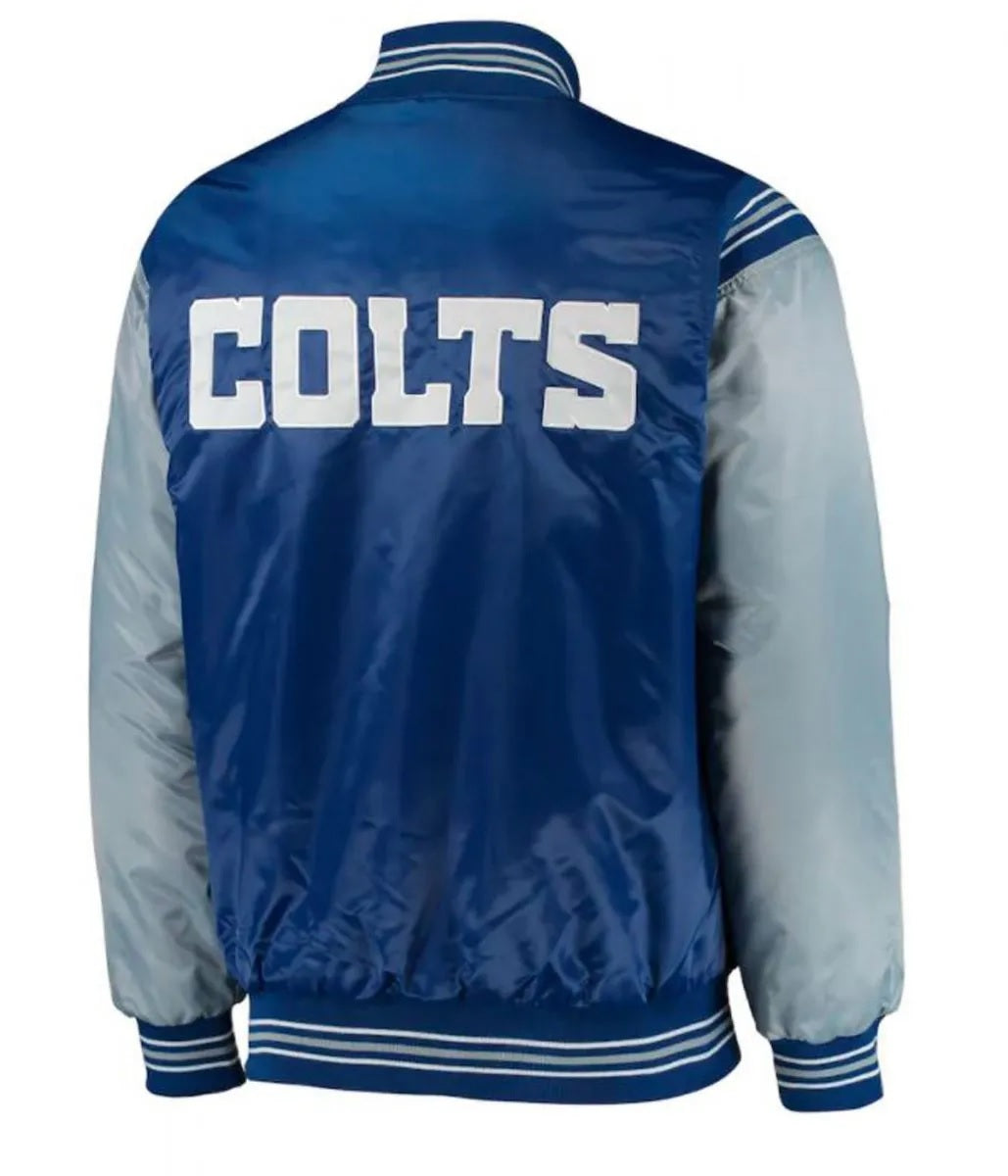 Indianapolis Colts Starter Satin Grey and Blue Jacket WorthVee