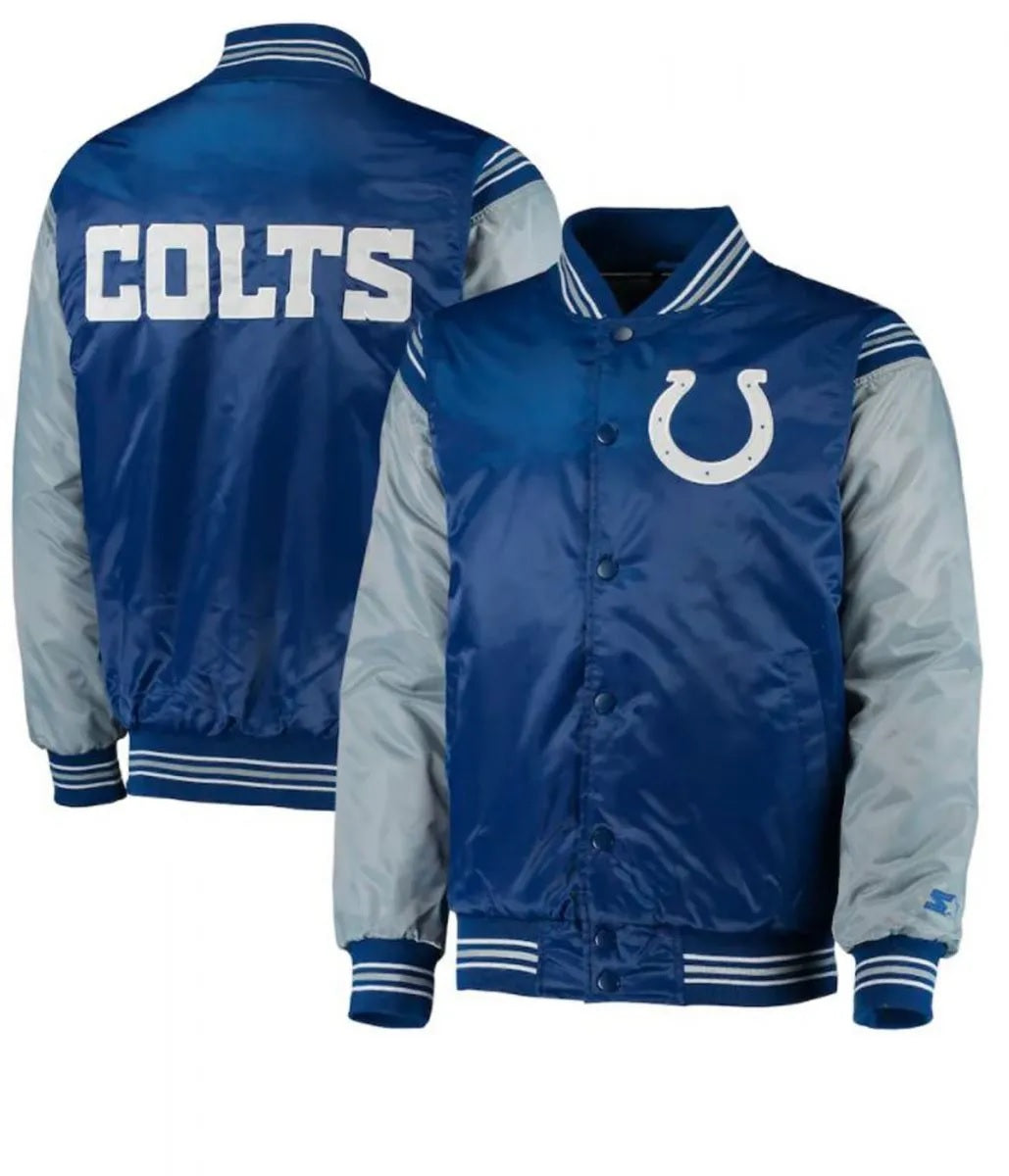 Indianapolis Colts Starter Satin Grey and Blue Jacket WorthVee