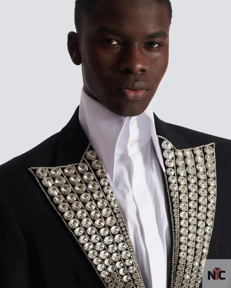 Jacket With Crystal-Embellished Collar Clanton Jacket